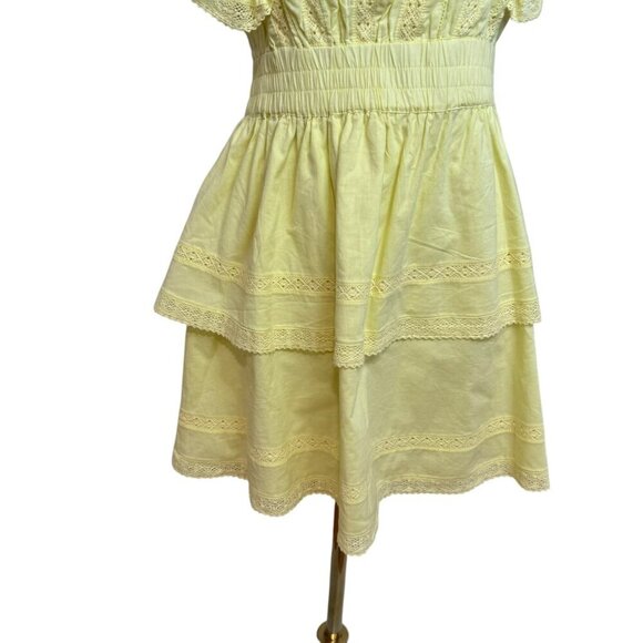 Bekah Cotton Lace Chelsea & Violet yellow Short Sleeve Dress, Cap Sleeve… - Picture 2 of 6